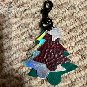 Christmas tree leather bag charm